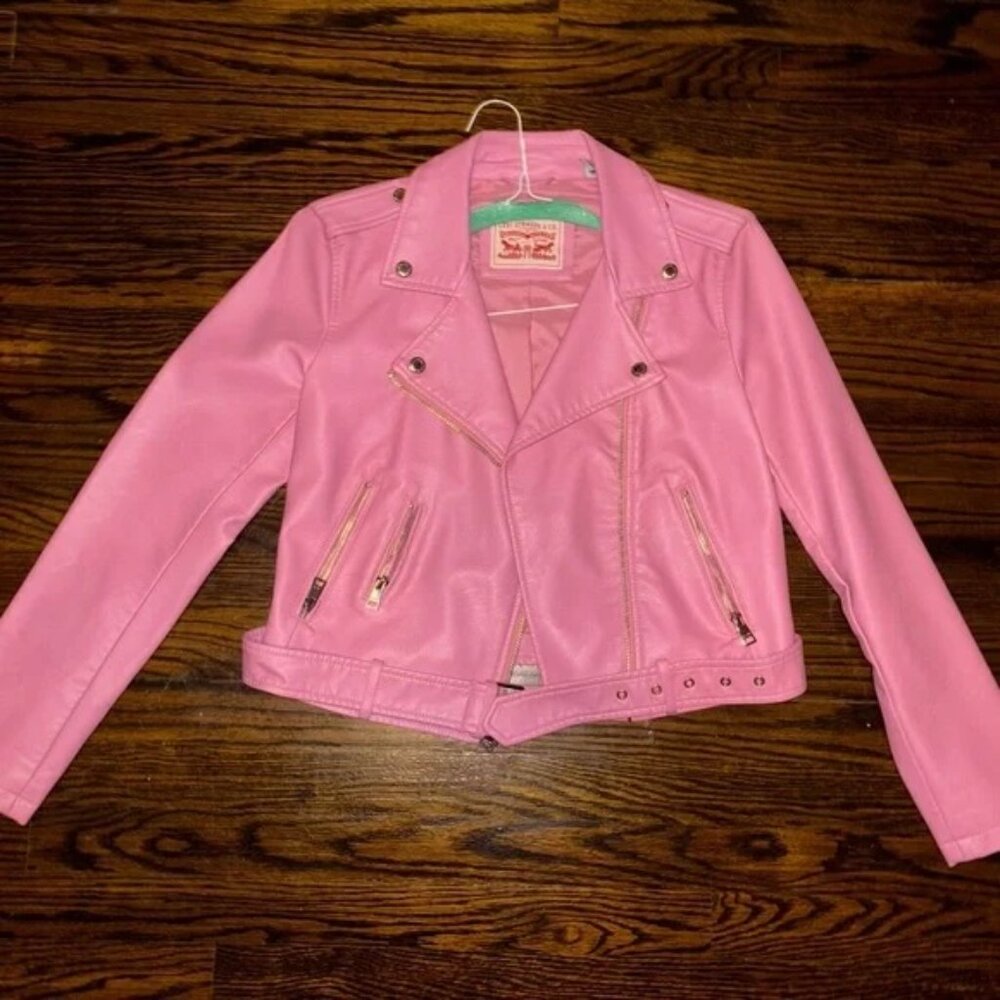 Levi’s Faux Leather Moto Jacket – Cool Pink, Boxy Fit - Picture 4 of 4